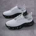 thumbnail image 5 of Men's All Black Woven Knit Lace Up Running Sneakers, Air Cushion Shock Absorbing Breathable Athletic Walking Shoes, 5 of 5