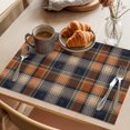 thumbnail image 3 of Orange Blue Plaid Placemats Set of 4 Farmhouse Checkered Buffalo Fall Place Mats Indoor Wipeable Table Mats Washable Cloth Dining Table Placemats for Kitchen Holiday Party Home Decor 13x19 Inch, 3 of 9