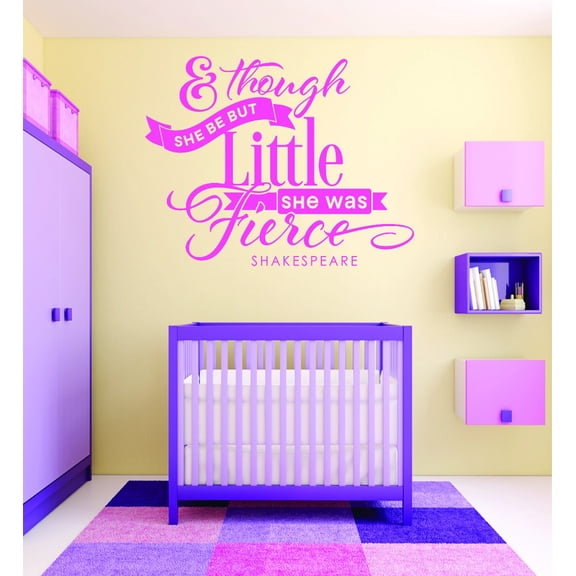 Living Room Art & Though She Be But Little She Was Fierce Shakespeare Quote Baby Girl 20x30 Inches