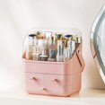 thumbnail image 2 of HBlife Makeup Organizer, Waterproof & Dustproof Cosmetic Storage, Fully Open Lid Makeup Display Box, Skincare Organizer for Bathroom Countertop Vanity, Pink, 2 of 5