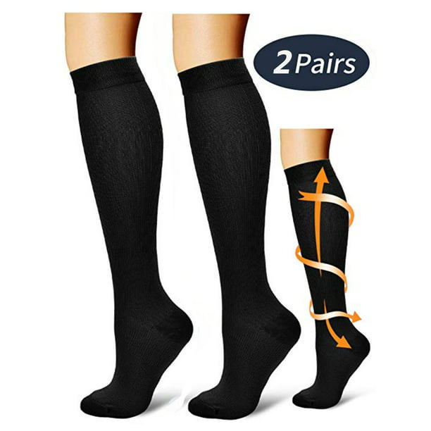 Sixtyshades 2 Pairs Graduated Compression Knee High Socks 10-20mmHg for ...