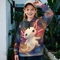 thumbnail image 2 of Uorisanigo Galaxy Axolotl Kids Girls Sweatshirt Oversized Quarter Zip Pullover Sweatshirts with Long Sleeve Fall Fashion Outfits Clothes Athletic Outerwear Top for Sports and Daily Wear, 2 of 7