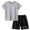 K01-Grey, variant on GCETTIC Kids Boys Outfit Sets, Quick-Dry Short Sleeve Reflective Strip T-Shirt Sports Shorts Summer Active Sets 2-Piece,Size 7-8 Years