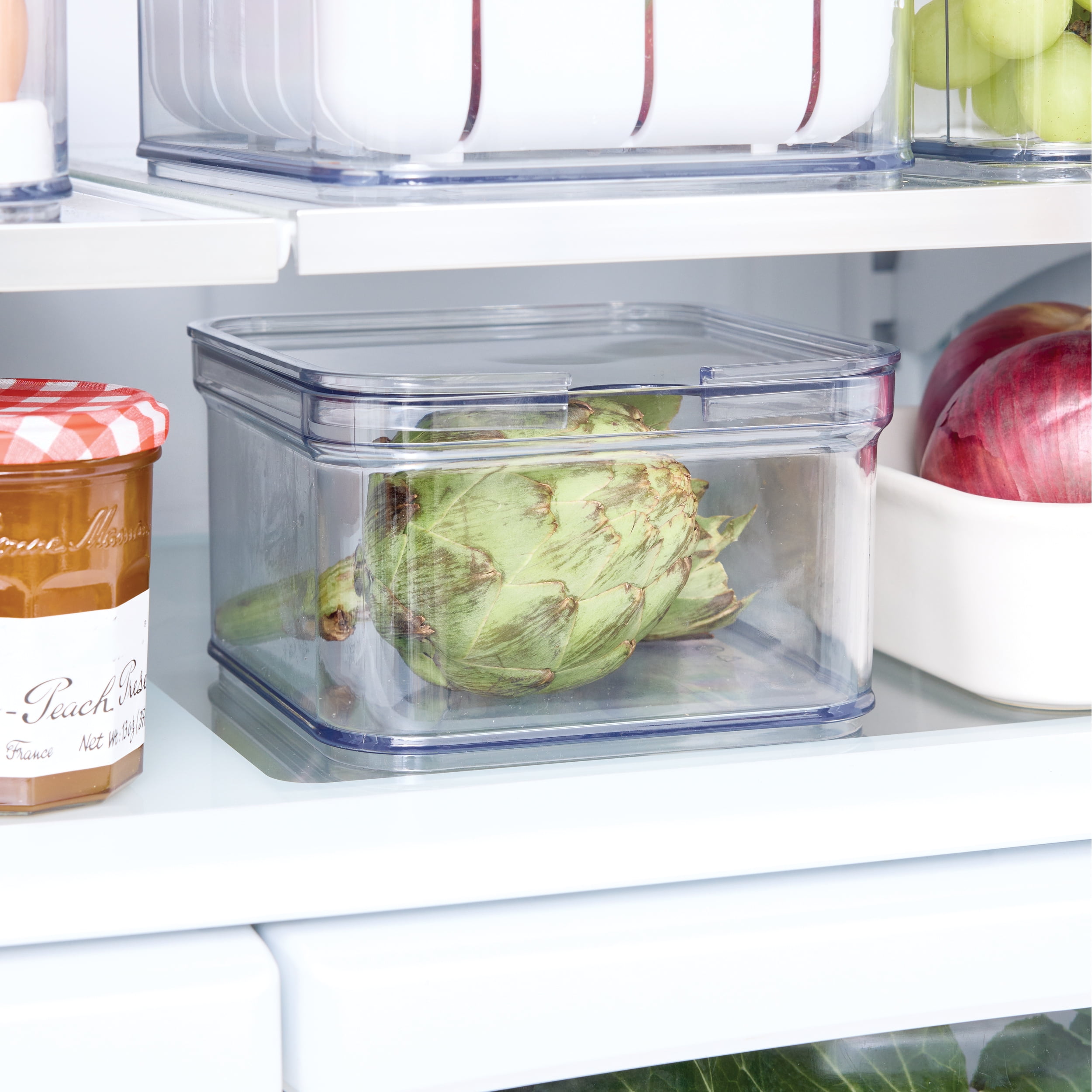 iDesign Stackable Fridge Organizer Bins with Lid for Fresh Produce - Ideal for Fruits, Vegetables, and Snacks