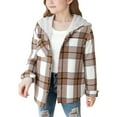thumbnail image 2 of Cuzibr Boys Winter Jacket Stylish Hooded Classic Plaid Shirt Jacket Stylish Long Sleeve Button Down Front Pocket Casual Loose Fit Comfortable Winter Snow Coats,Brown,3-4 Years, 2 of 5