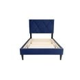 thumbnail image 2 of Twin Velvet Bed Frame, Navy Blue, Adjustable Headboard, 12-Slat Support, Modern Bedroom Furniture, 78"x41", No Box Spring Needed, 2 of 7