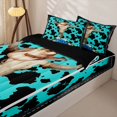 thumbnail image 2 of Manfei Floral Western Bull Skull Zipper Twin Comforter Sets with Fitted Sheet and 2 Pillowcases,Cow Print Zipper Bedding Set,Turquoise Black,Reversible, 2 of 7