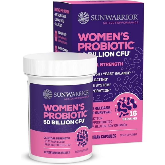 Sunwarrior Active Performance Women’s Probiotic Capsules for Gut Health, 50 Billion CFU, 30 Count
