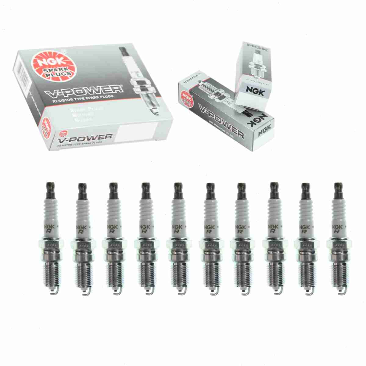 10 pc NGK 4177 V-Power Spark Plugs for 103 103DP2 5048 7566 7567 AR103 AWSFA12C BN9Y E3.53 HR6D HR6DC HR6DS HR7DC SP494 T20NR-U11 Ignition Wire Secondary Fits select: 1999-2003 FORD F150
