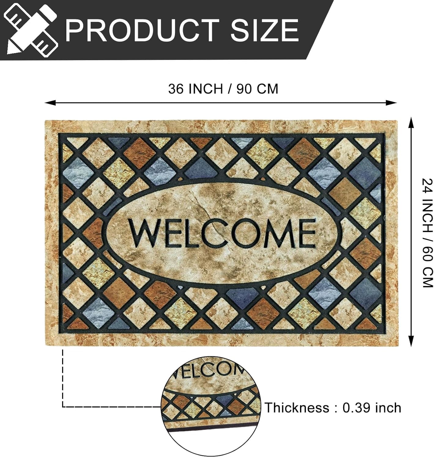 Door Mat Welcome Mat 24 x 36 Inch Front Door Mat Outdoors for Home Entrance Outdoors Mat for Outside Entry Way Doormat Entry Rugs, Heavy Duty Non Slip Rubber Back Low Profile, Dragonfly