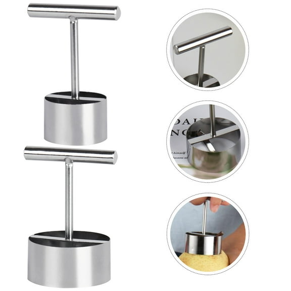 Minkissy 2-Piece Stainless Steel Fruit Pitter Set with Round Handle Pear Remover Kitchen Gadget Tool