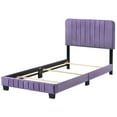 thumbnail image 3 of Home Bedroom Furniture Lodi Purple Velvet Upholstered Channel Tufted Twin Panel Bed, 3 of 5