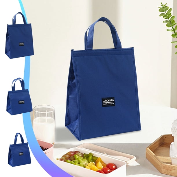Xihbxyly Bolsa Térmica para Almuerzo, Diseño de Bolsillo de Malla, Bolsillo Frontal, Ideal para Picnics, Viajes, Color Azul, Tela Oxford, 25 X 28 X 17 Cm.