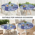 thumbnail image 7 of Floral Bohemian Print 44Inch Elastic Round Tablecloth, Fitted Stretch Table Cover for 38 to 42 Inch Tables, Wrinkle Resistant Indoor Outdoor Use, 7 of 7