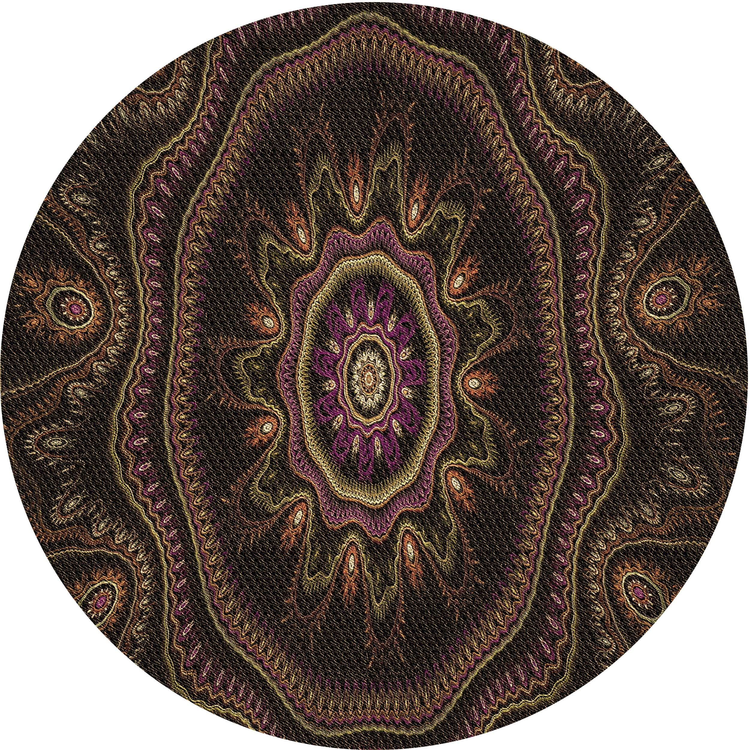 Ahgly Company Indoor Round Patterned Red Dirt Brown Area Rugs, 6' Round ...