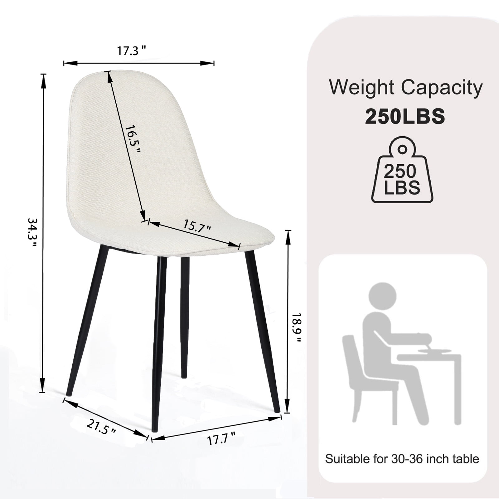 Homy Casa Office Desk Chairs Set of 4, Modern Upholstered Seat for Home Office Conference Room, Beige