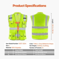 Heavy-Duty Reflective Work Vest with 10 Pockets - ANSI Certified Safety Vest for Men & Women
