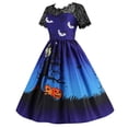 thumbnail image 2 of Women's Halloween Lace Short Sleeve Round Neck Sexy Splicing Printed Dresses Vintage Swing Dresses, 2 of 9