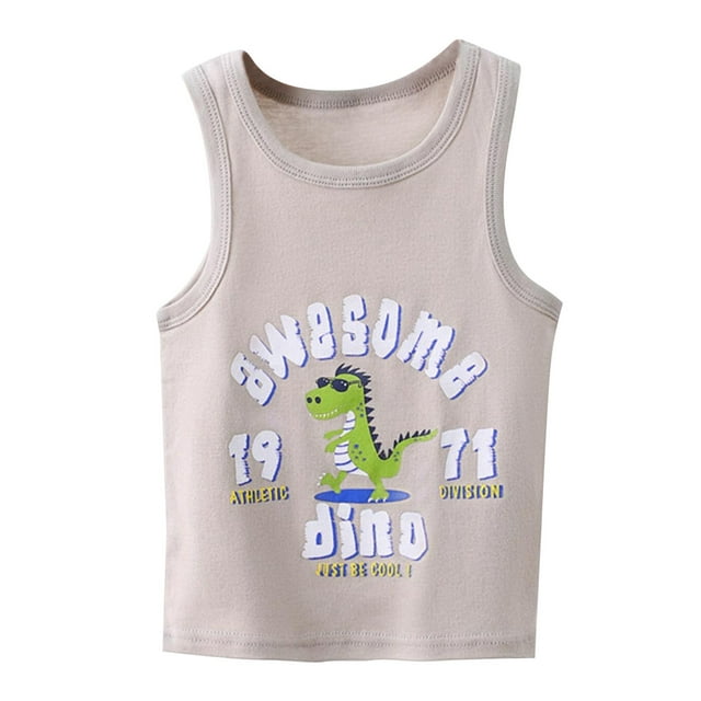 TIEVOSA Débardeur Mince Sans Manches d'Été pour Garçons, Tenue d'Extérieur à Imprimé, Basique de Printemps et d'Automne, Chemise Gilet pour Enfants 2-10 Ans