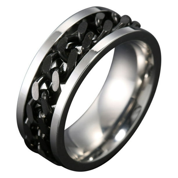 Fidget Spinning Rings Anxiety Ring with Chain for Women Men Fidget Ring