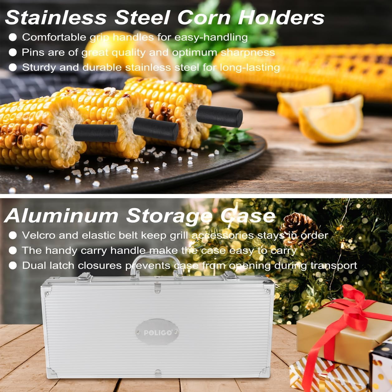 POLIGO 22PCS Grill Accessories Set for Outdoor Cooking, BBQ Tools with Case - Ideal Gifts for Men