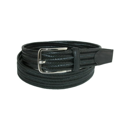 Aquarius - Size 46 Men&#39;s Big & Tall Stretch Leather Braided Belt, Black - www.neverfullmm.com