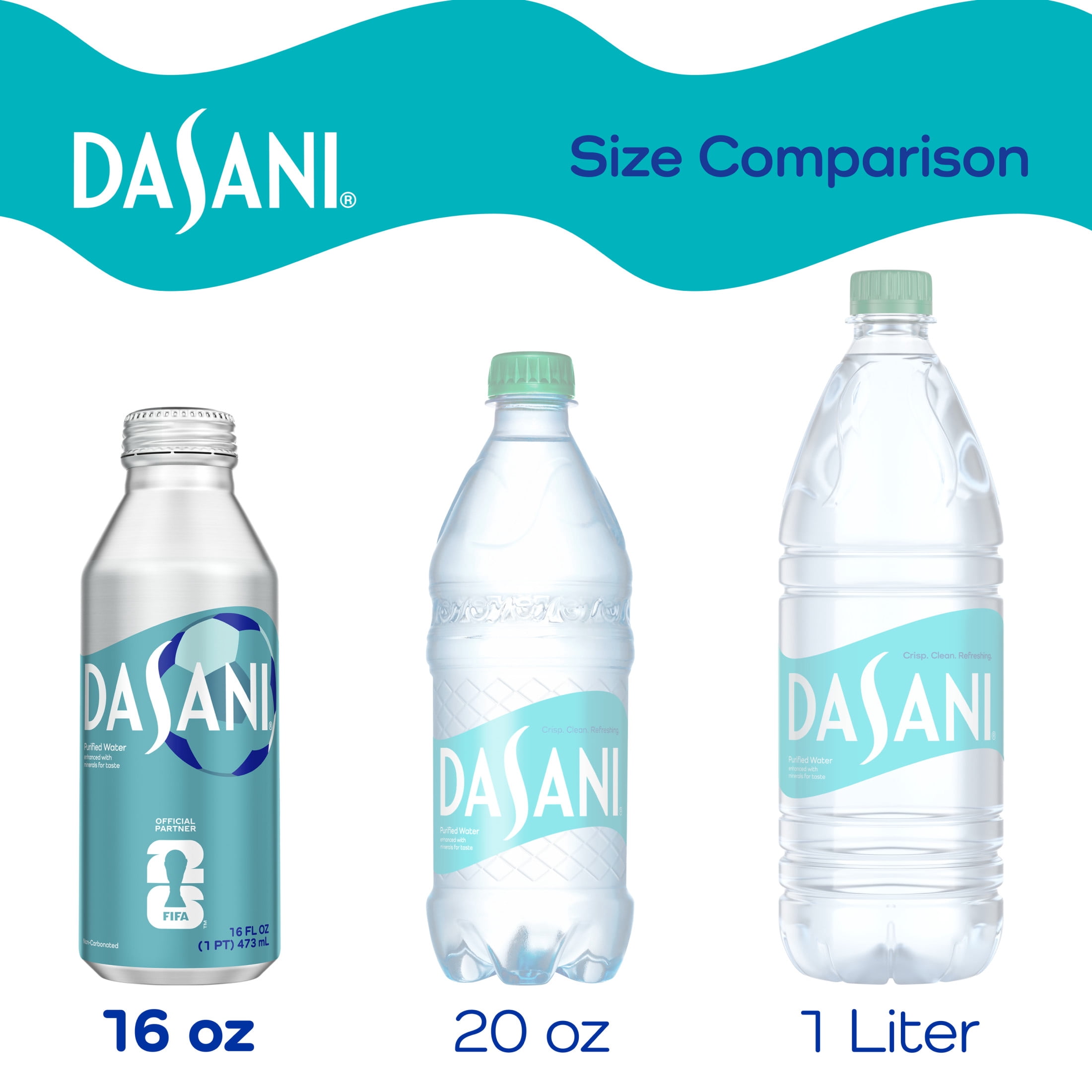Dasani Purified Water Aluminum Bottle, 16 fl oz 12 pack