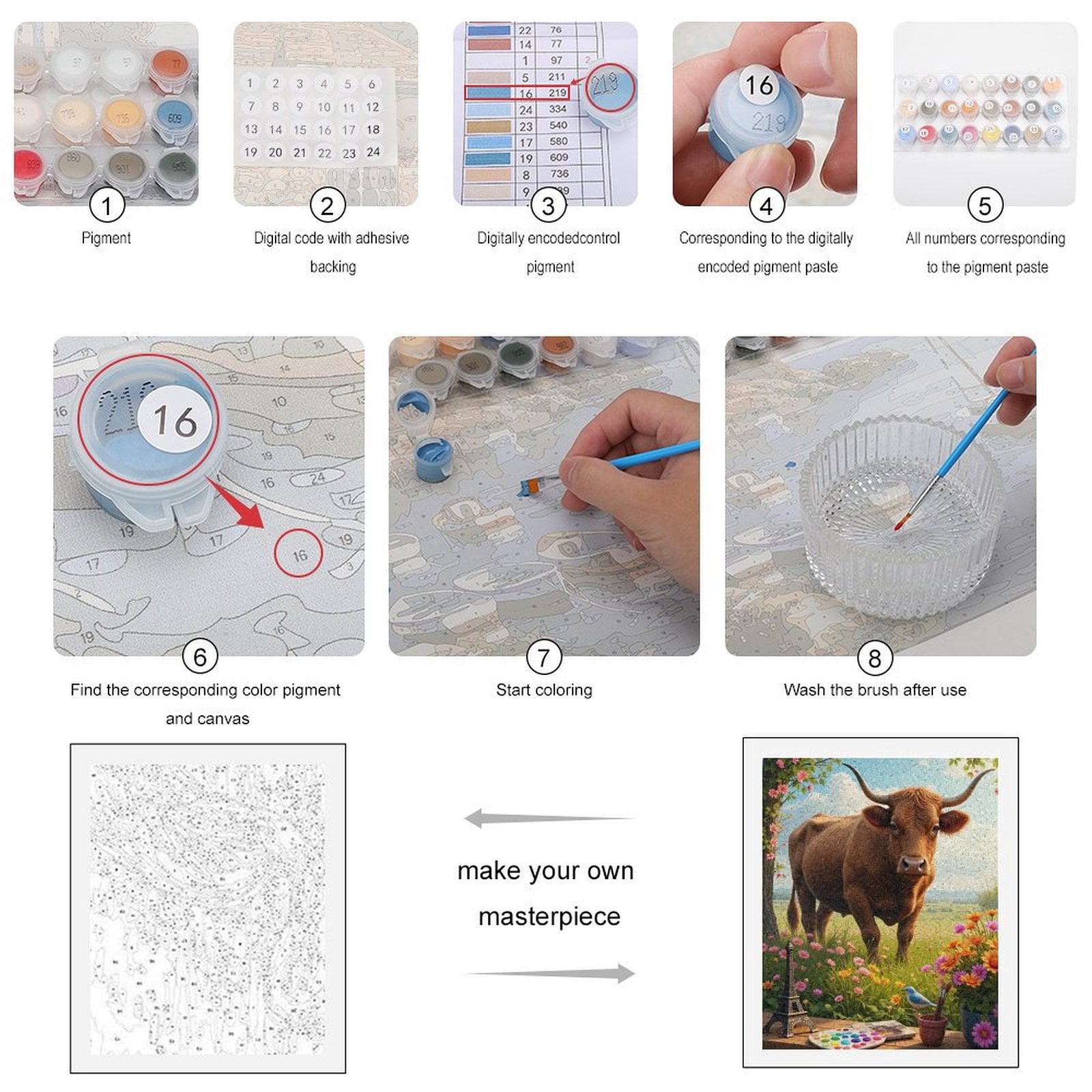 Paint By Numbers Kit for Adults Beginner - Nature Landscape Cow Art Supplies DIY Canvas Painting Kits for Adults, Frameless Paint By Number for Adults for Home Wall Decor 16x20 Inch