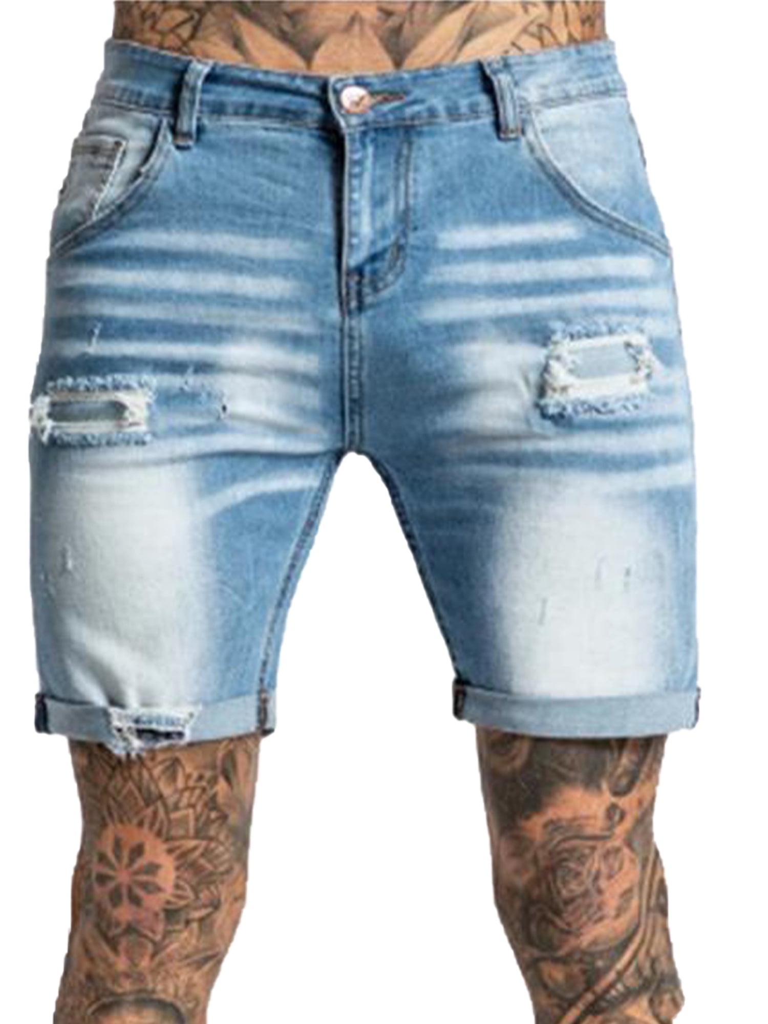 Mens Skinny Slim Fit Ripped Denim 