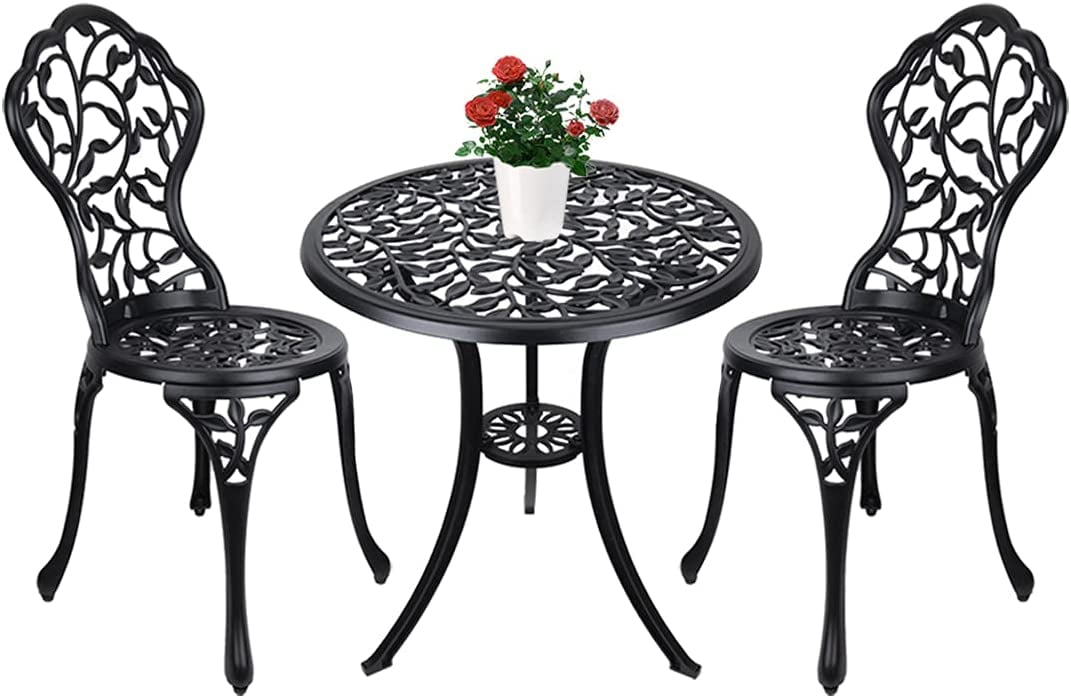 ZXNYH 3 Piece Patio Bistro Sets Outdoor Patio Set AntiRust Cast