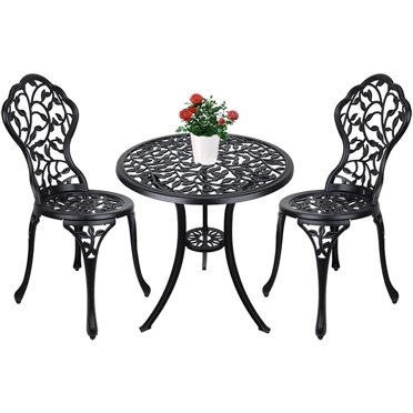 VINGLI 40.5"" Metal Patio Garden Bench, Anti-Rust Cast Aluminum Frame, Black, For Outdoor Yard