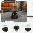 thumbnail image 2 of LeisureMod 30" Round Coffee Table with Glass Top and Black Powder-Coated Iron Rim Tempered Glass Pedestal Base No Assembly for Modern Home, Living Room Tully Collection in Grey/Black, 2 of 18