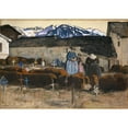 thumbnail image 2 of Edouard Vallet 14x11 Gold Ornate Wood Frame and Double Matted Museum Art Print Titled - Cemetery in the Valais (1910), 2 of 4