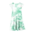 thumbnail image 4 of Girl Summer Boho Sundress, Tween Ruffles Sleeveless Tiered Dresses, Cute Printed Summer Beach Skater Dress Cute Dresses for Child Mint Green 8Y, 4 of 4