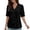 Black Shirts, variant on CAIVO Women Summer Short Sleeve Shirt Fashion Hollow Out Blouse With Pocket V-Neck Casual Boho Solid Color Back To School Tops