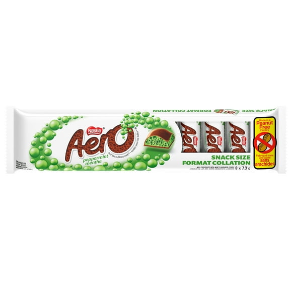 Peppermint Snack Size, Milk Chocolate Bars With A Peppermint-flavoured Centre Filled With Tiny Bubbles, Individually Wrapped, Prepared In A Canadian Peanut-free Facility, 8x7.3g