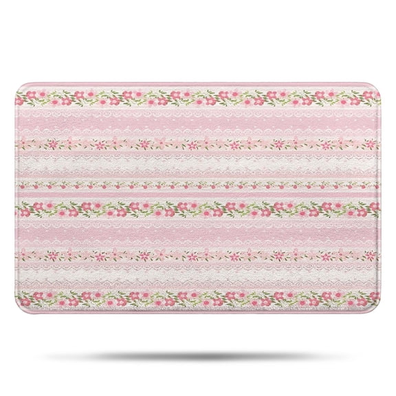 Pink Floral and Lace Pattern Bathroom Rugs Mat,Non Slip Microfiber Bathroom Rug,Rubber Backing,Soft Bathroom Mats for Bathroom Floor,Tub and Shower,17x27in(43x68cm)