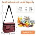 thumbnail image 6 of Tirrinia Insulated Lunch Bag for Women, Men, and Kids, Leakproof Thermal Reusable Insulated Cooler Bag for Office, Work, Back to School, Medium, Red, 7.8L, 10" X 7" X 7.7", 6 of 8