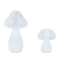Melrose Etched Mushroom Figurine Decorations - 8" - Set of 2