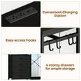 thumbnail image 5 of 3-in-1 Dresser with Clothes Rack, 4 Drawers, Charging Station, LED Lights, and Wheels, Rustic Brown Storage Chest for Bedroom, Living Room, Hallway（Textured Matte Black）, 5 of 10