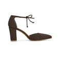 thumbnail image 3 of BLISSFUL STEP Women's High Block Heels Pointed Toe Ankle Strap Dress Shoes​ Coffee 7, 3 of 7