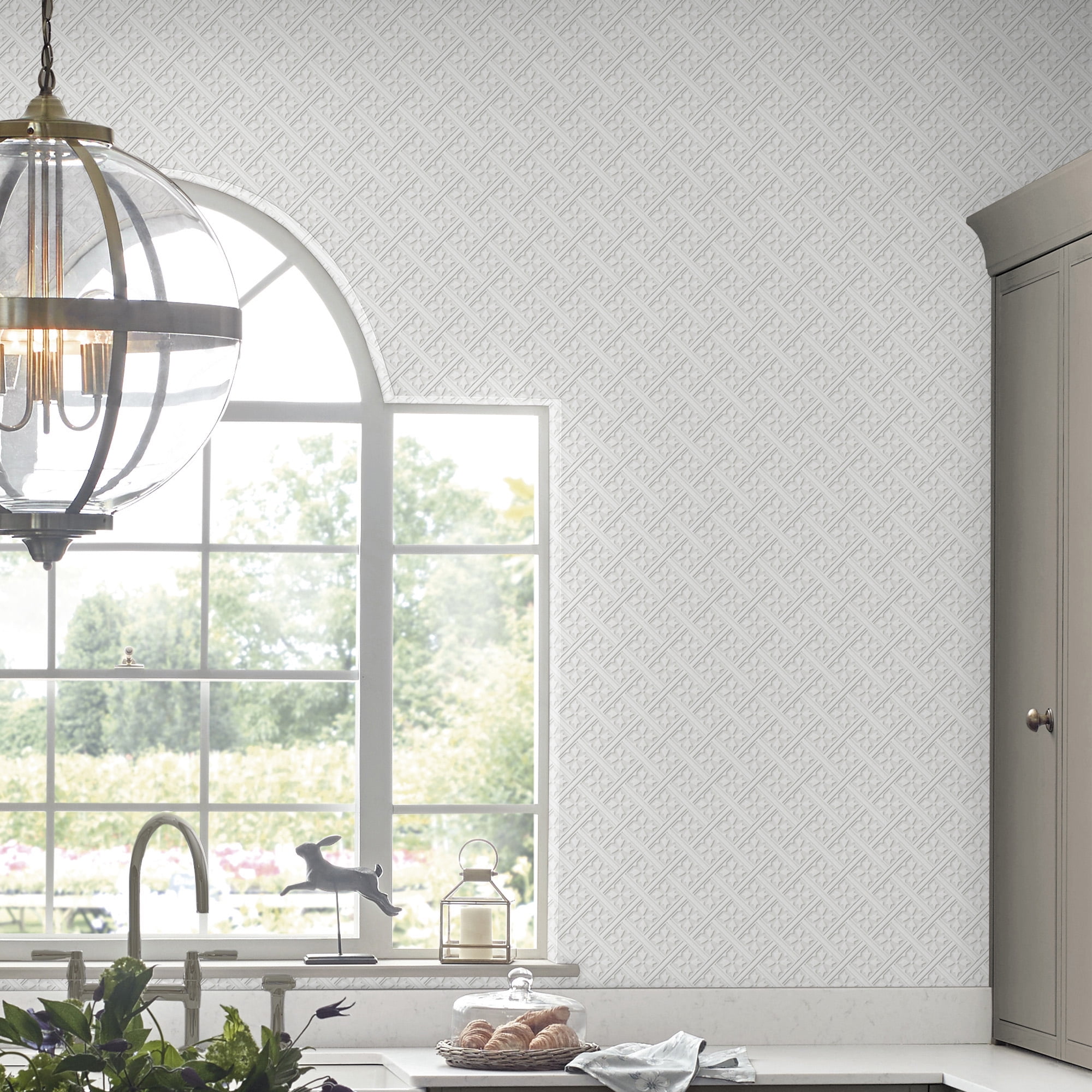 Laura Ashley Mr Jones Paintable White Wallpaper