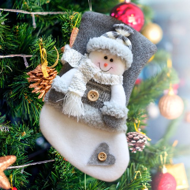Colgante Árbol de Navidad Ganfancp Calcetines Grises Decoración Fiesta Navideña 1X Colgante
