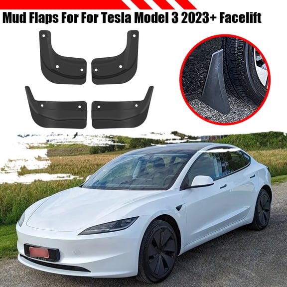 4pcs Front & Rear Mud Guard Fit for Tesla Model 3 2023  Facelift, Fender Flap Splash Mudflap Flares
