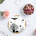 thumbnail image 4 of FMSHPON Halloween Tree Owl and Bat Silhouette Orange Border Set of 6 Round Coaster for Drinks, Absorbent Ceramic Stone Coasters Cup Mat with Cork Base for Home Kitchen Room Coffee Table Bar Decor, 4 of 6