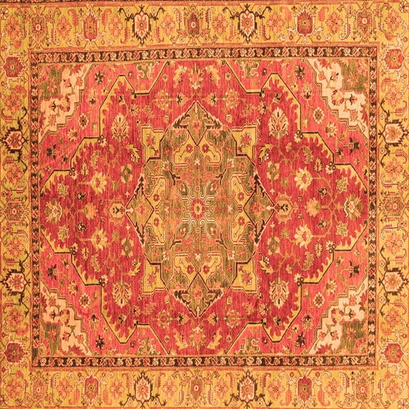 Ahgly Company Indoor Square Persian Orange Traditional Area Rugs, 7' Square