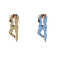 thumbnail image 1 of (2-Pack) Rinsvye Womens Solid Long Sleeve Pants Suit Set With Pockets Elastic Waistband Tailored Fit Business Formal Wear, 1 of 6