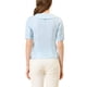 thumbnail image 3 of INSPIRAR CHIC Blusa de Manga Corta de Algodón con Cuello Cuadrado y Botones para Mujeres Color Azul Claro XS, 3 of 6