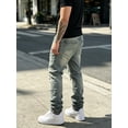 thumbnail image 2 of Reppunk Men's Vintage Acid Washed Stacked Straight Distressed Ripped Jeans, Multi-Slit Frayed Loose Stack Denim Pants, Business Casual Versatile Daily Street Commute Trousers, 2 of 6