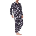 thumbnail image 2 of Fotbe Elegant ice skates snowflakes A Pijama de Hombre con Estampado de Manga Larga, Conjunto de 2 Piezas, Ropa de Dormir Suave y Cómoda con Bolsillos-Medium, 2 of 7